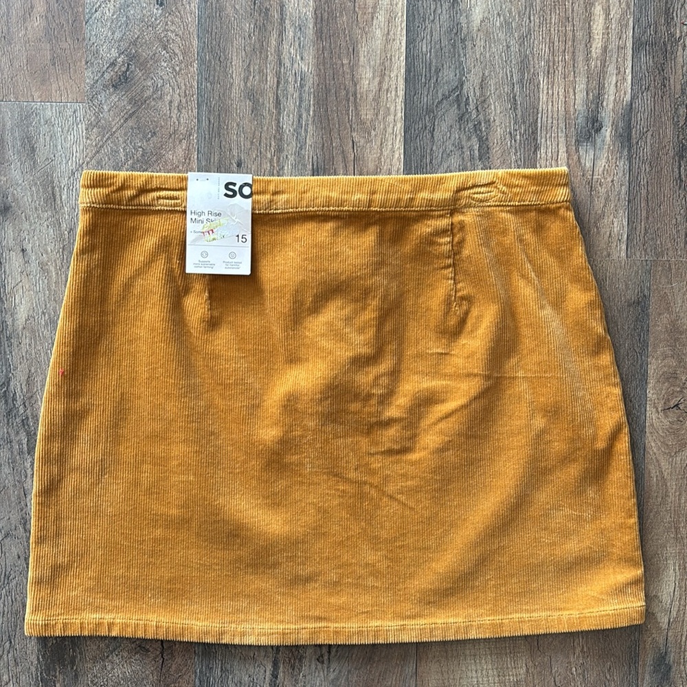 SO High Rise Corduroy Mustard Yellow Mini Skirt New - Picture 6 of 6